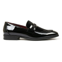 Mocassini da uomo slip-on in ecopelle con dettagli in velluto e vernice