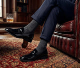 Mocassini da uomo slip-on in ecopelle con dettagli in velluto e vernice