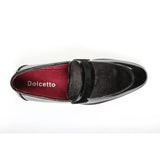 Mocassini da uomo slip-on in ecopelle con dettagli in velluto e vernice