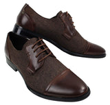 Mens Smart Casual Laced Tweed & Leather Laced Shoes Vintage Retro