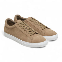 Sneakers casual da uomo in pelle scamosciata grigio pietra con lacci