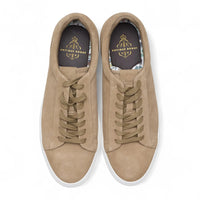 Sneakers casual da uomo in pelle scamosciata grigio pietra con lacci