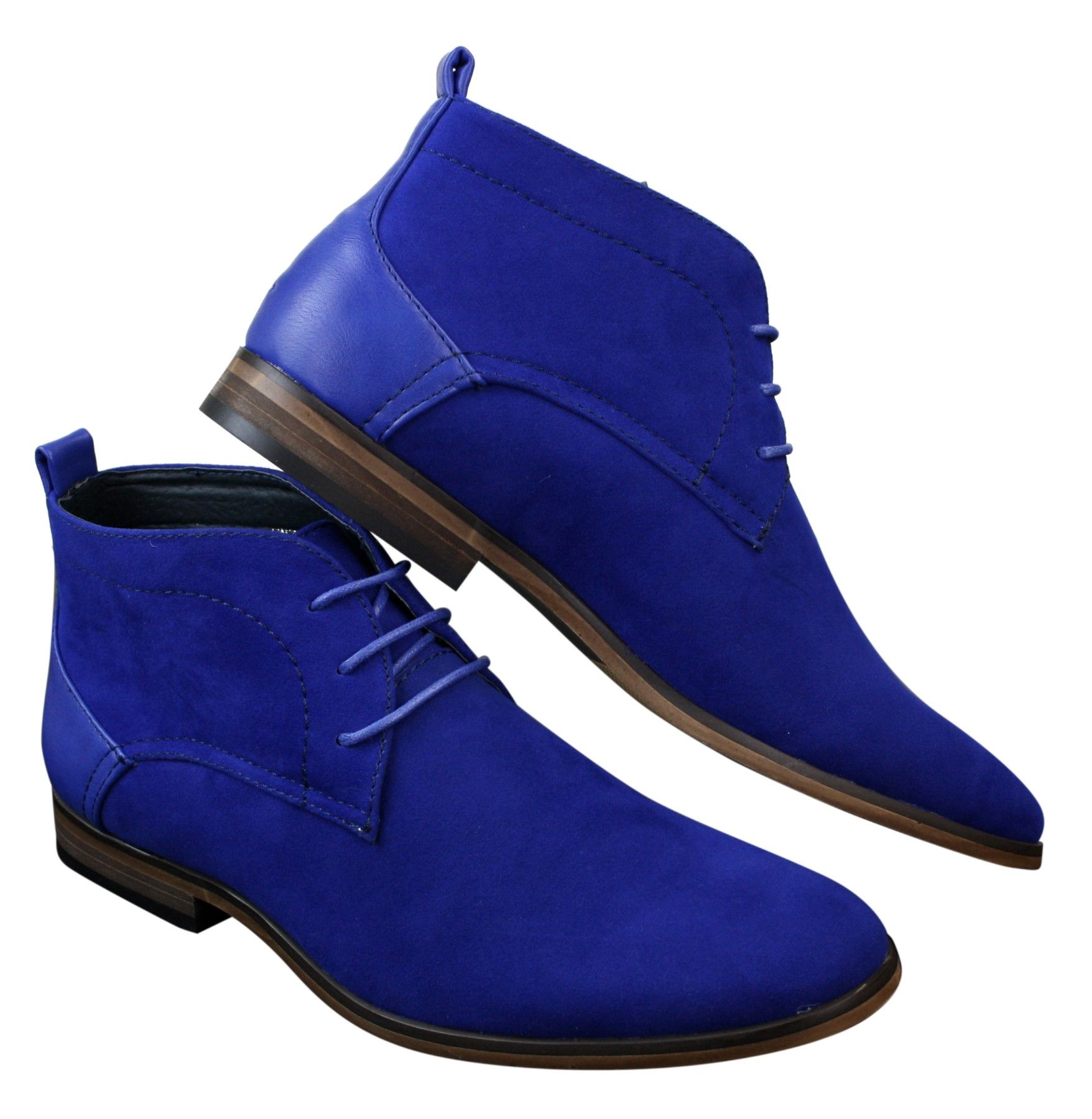 Mens Suede Desert Ankle Red Grey Brown Blue Boots Shoes Smart Casual Leather Laced