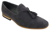 Mens Suede Loafers Driving Shoes Slip On Tassle Design Leather Line Black Comfort
