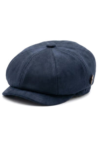 Cappello da uomo in pelle scamosciata stile vintage Gatsby Baker Boy a 8 pannelli - Blu navy