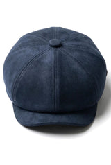 Cappello da uomo in pelle scamosciata stile vintage Gatsby Baker Boy a 8 pannelli - Blu navy