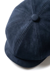Cappello da uomo in pelle scamosciata stile vintage Gatsby Baker Boy a 8 pannelli - Blu navy