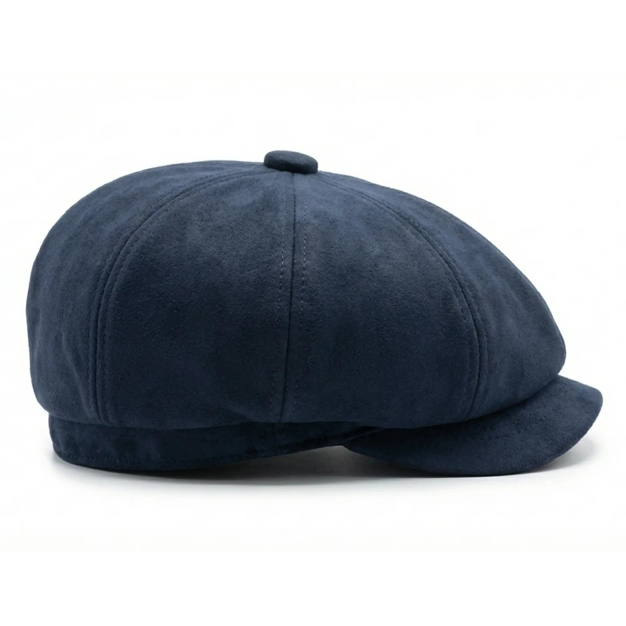 Cappello da uomo in pelle scamosciata stile vintage Gatsby Baker Boy a 8 pannelli - Blu navy