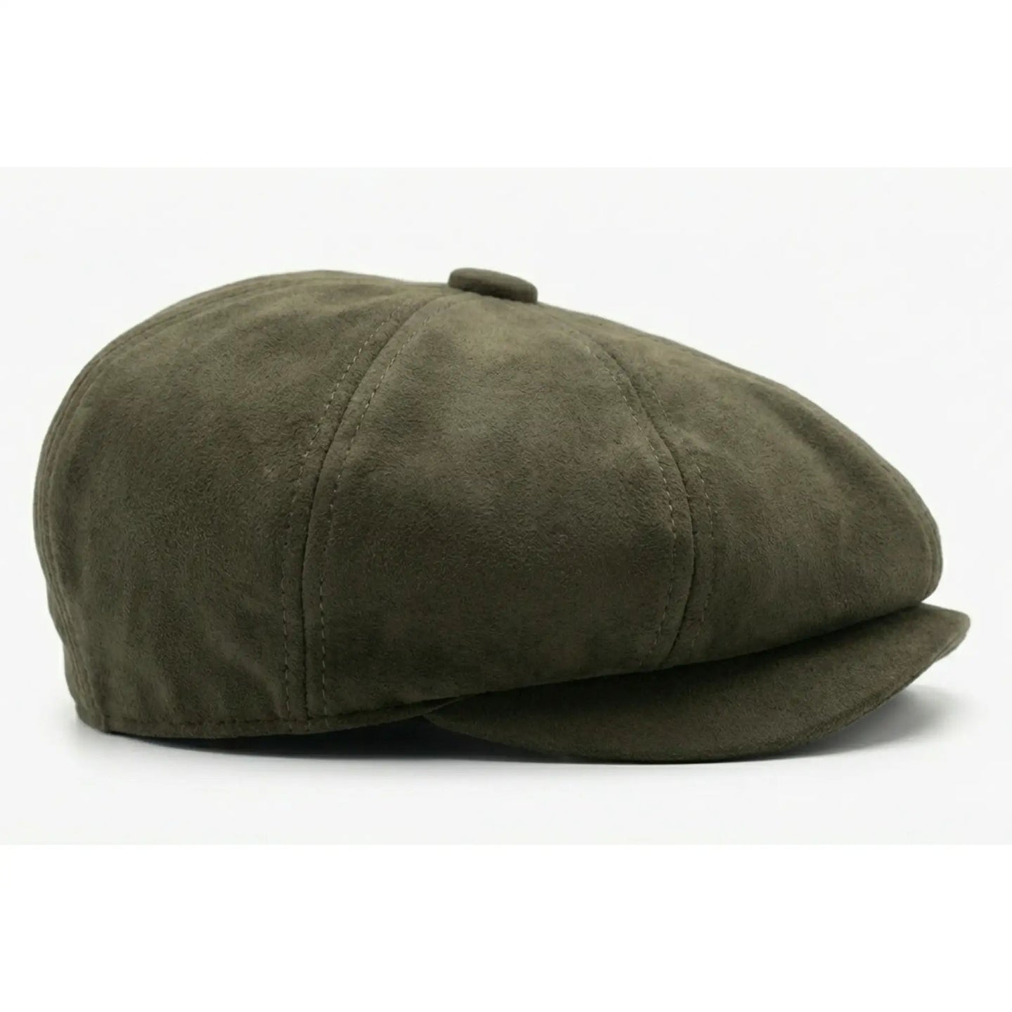 Cappello da uomo in pelle scamosciata stile vintage Gatsby Baker Boy a 8 pannelli - Verde oliva