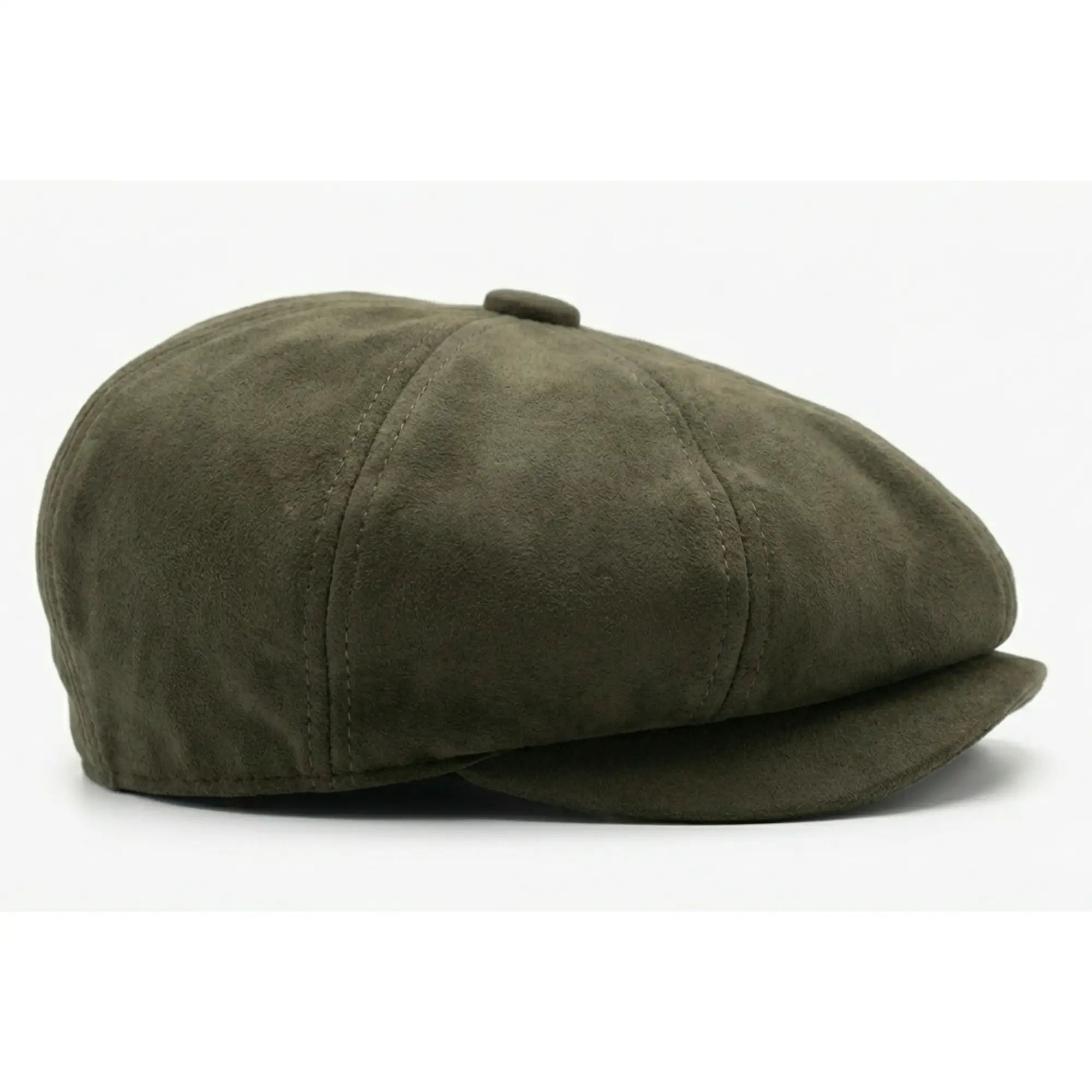 Cappello da uomo in pelle scamosciata stile vintage Gatsby Baker Boy a 8 pannelli - Verde oliva