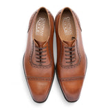 Scarpe Oxford da uomo in pelle marrone chiaro con punta rinforzata