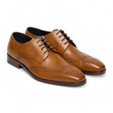 Scarpe stringate brogue classiche da uomo in pelle marrone chiaro