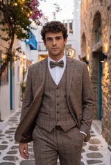 Papillon da uomo in tweed color tortora