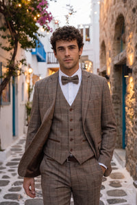 Papillon da uomo in tweed color tortora