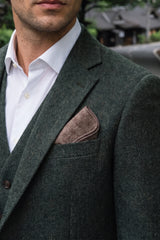 Fazzoletto da taschino da uomo in misto lana tweed color tortora