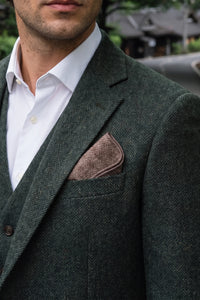 Fazzoletto da taschino da uomo in misto lana tweed color tortora