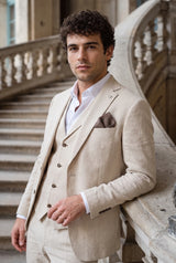 Fazzoletto da taschino da uomo in misto lana tweed color tortora