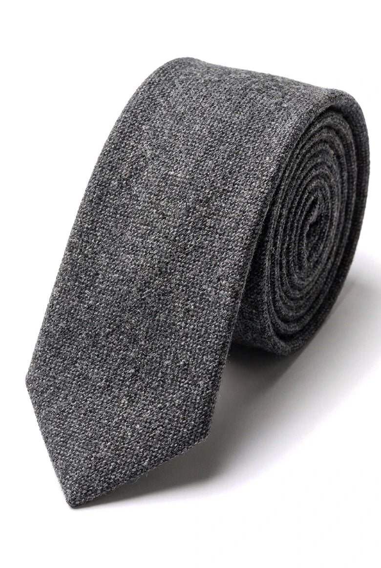 Set cravatta e fazzoletto da uomo - Tweed grigio STZ23, taglia unica