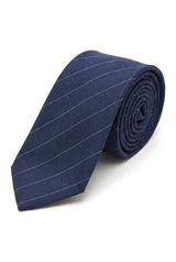 Set cravatta e fazzoletto da uomo - Righe blu navy STZ41, taglia unica