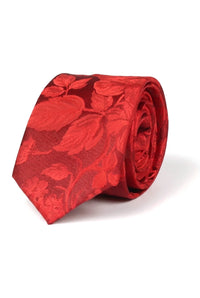 Cravatta da uomo con pochette e cravatta floreale formale - Rosso