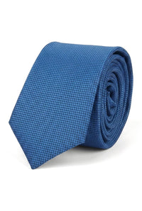 Cravatta da uomo con pochette e fazzoletto da taschino, set formale, tinta unita - Blu