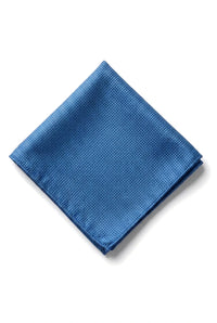 Cravatta da uomo con pochette e fazzoletto da taschino, set formale, tinta unita - Blu