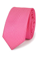 Cravatta da uomo con pochette e fazzoletto da taschino, set formale, tinta unita - Fucsia