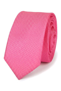 Cravatta da uomo con pochette e fazzoletto da taschino, set formale, tinta unita - Fucsia