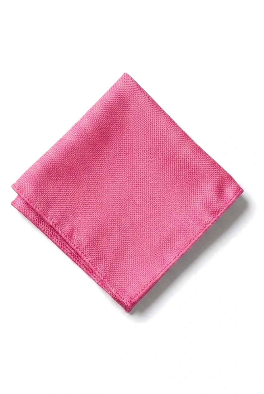 Cravatta da uomo con pochette e fazzoletto da taschino, set formale, tinta unita - Fucsia