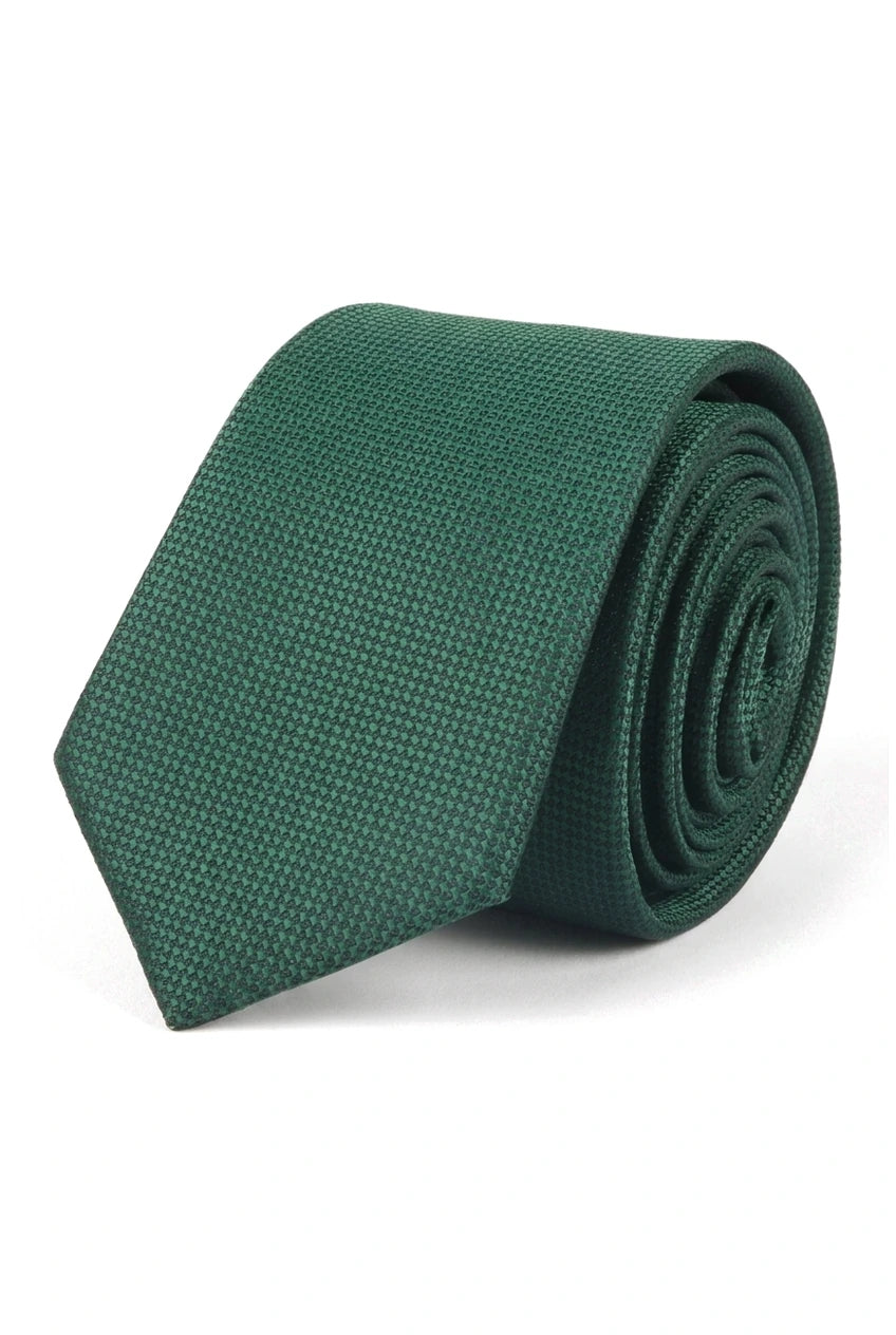 Cravatta da uomo con pochette e fazzoletto da taschino, set formale, tinta unita, verde