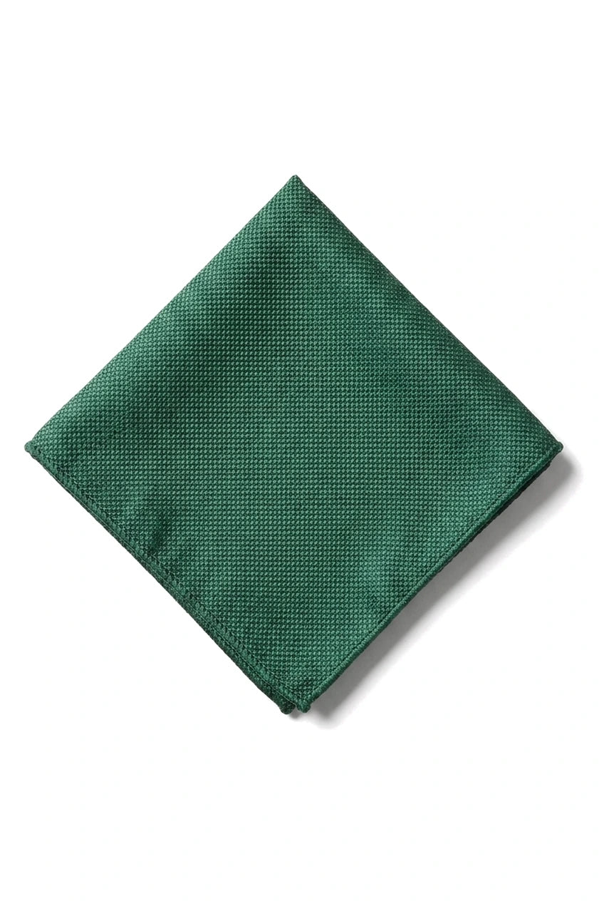 Cravatta da uomo con pochette e fazzoletto da taschino, set formale, tinta unita, verde