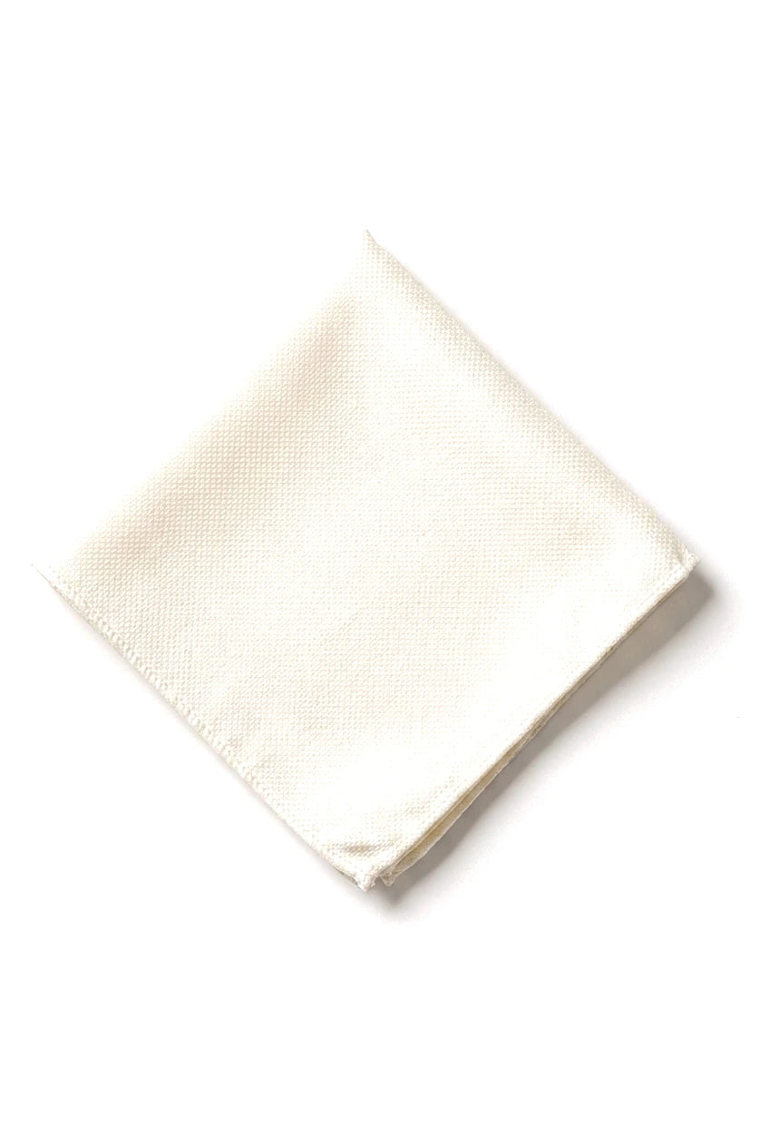 Cravatta da uomo con pochette e fazzoletto da taschino, set formale, tinta unita - Avorio