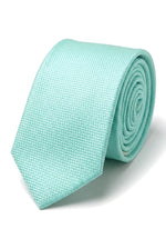Cravatta da uomo con pochette e fazzoletto da taschino, set formale, tinta unita - Menta