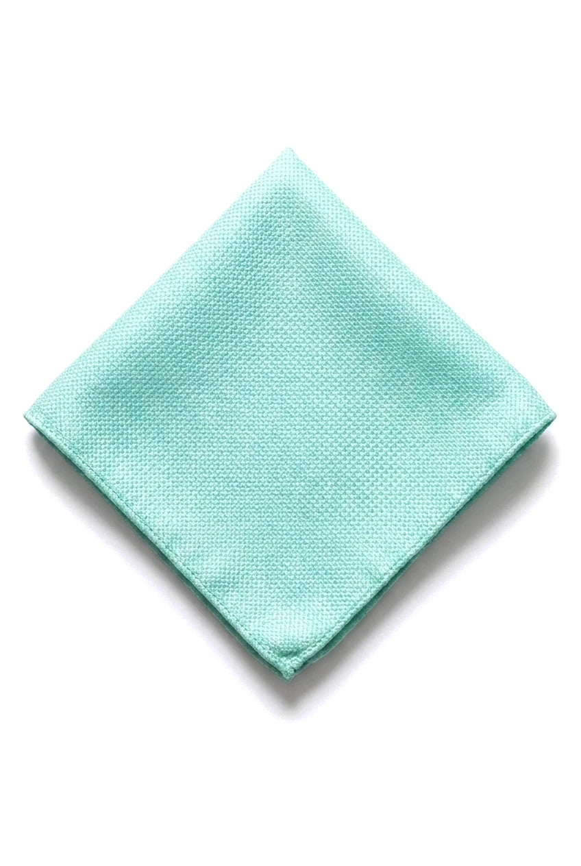 Cravatta da uomo con pochette e fazzoletto da taschino, set formale, tinta unita - Menta
