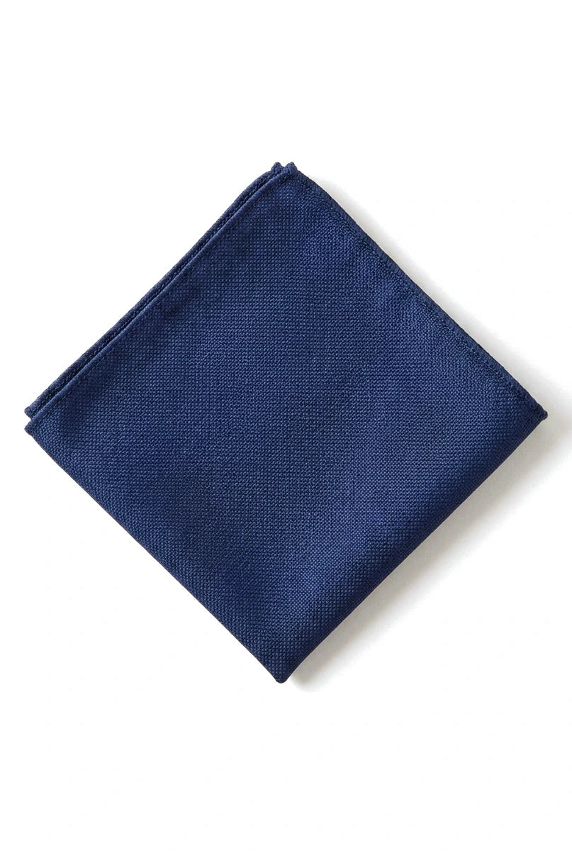 Cravatta da uomo con pochette e fazzoletto da taschino, set formale, tinta unita - Blu navy