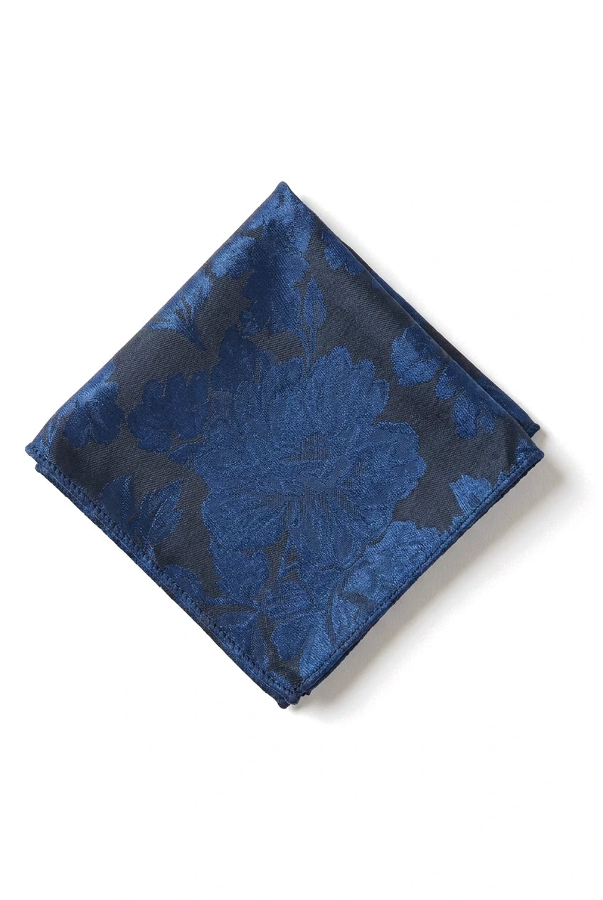 Cravatta da uomo con taschino quadrato, set formale con cravatta floreale - Blu navy