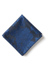 Cravatta da uomo con taschino quadrato, set formale con cravatta floreale - Blu navy