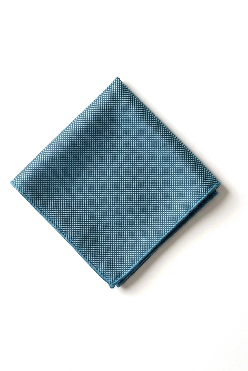 Cravatta da uomo con pochette e fazzoletto da taschino, set formale, tinta unita - Turchese
