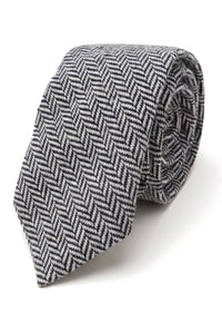 Set di cravatta e fazzoletto da uomo in tweed grigio classico British Heritage in lana a spina di pesce