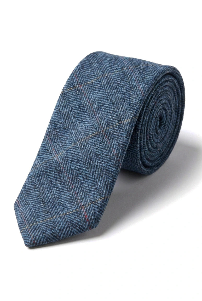 Cravatte da uomo in tweed a spina di pesce con texture Marc Darcy, stile classico vintage retrò Deon