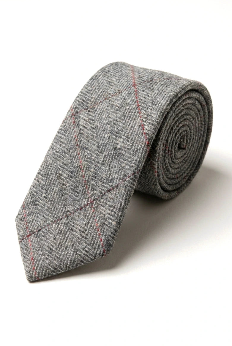 Cravatte da uomo in tweed a spina di pesce con texture Marc Darcy, stile classico vintage retrò Deon