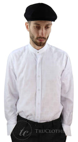 Mens Vintage Check Pattern Shirt with Removable Collar