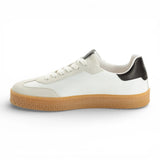 Sneakers da uomo in pelle bianca con strisce nere
