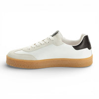 Sneakers da uomo in pelle bianca con strisce nere