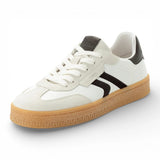 Sneakers da uomo in pelle bianca con strisce nere