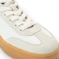 Sneakers da uomo in pelle bianca con strisce nere