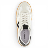 Sneakers da uomo in pelle bianca con strisce nere