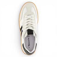 Sneakers da uomo in pelle bianca con strisce nere