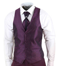 Mens Wine 4 Piece Shawl Lapel Suit