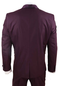 Mens Wine 4 Piece Shawl Lapel Suit
